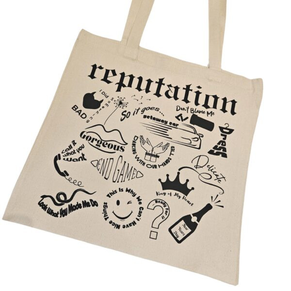 Reputation Illustrated Tote Bag - Album Songs T Swift Reputation Tote - All Songs - Original Art - Image 3