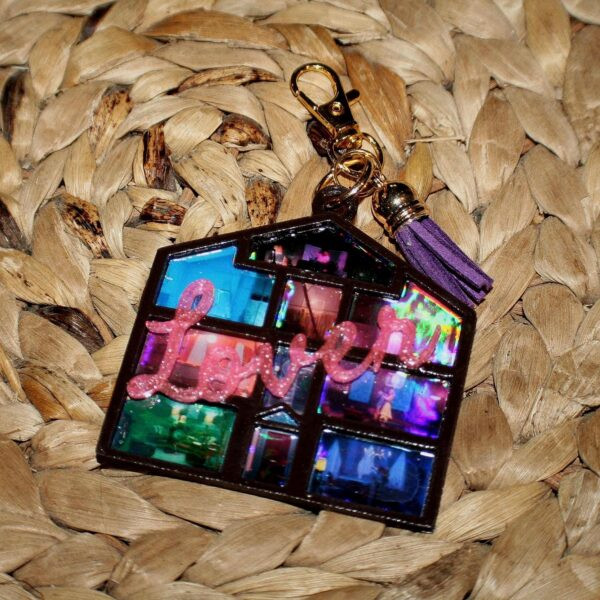 Taylor Lover Keychain with Tassel Lover House Keychain – Holographic  - TS inspired bag clip Backpack clip - Valentines Day - Lover House - Image 3