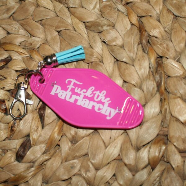 Fuck the Patriarchy Keychain - Motel Keychains  -Your Choice Hot Pink or Black - Gifts For Her - All Too Well - Swifty keychain - Image 6