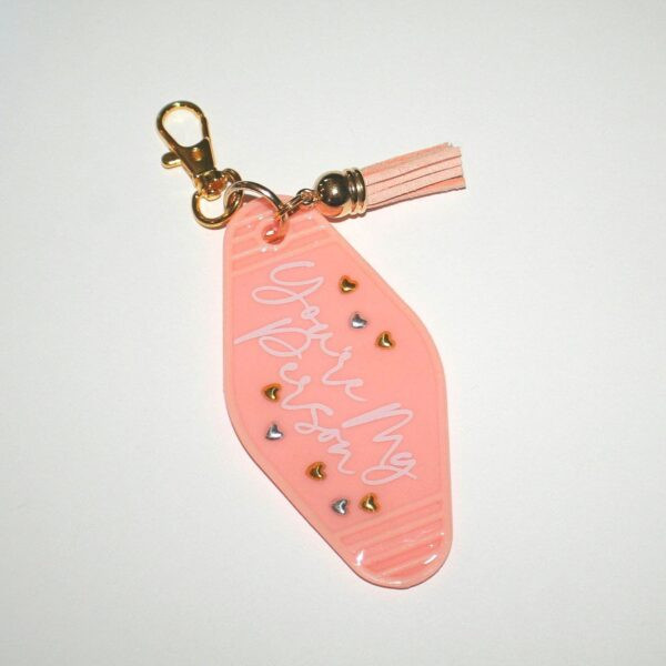 Pale Peach "You're My Person" Keychain with Gold Hearts & Tassel - Gifts for Her - Best Friend Gift - Grey's Anatomy - Image 4