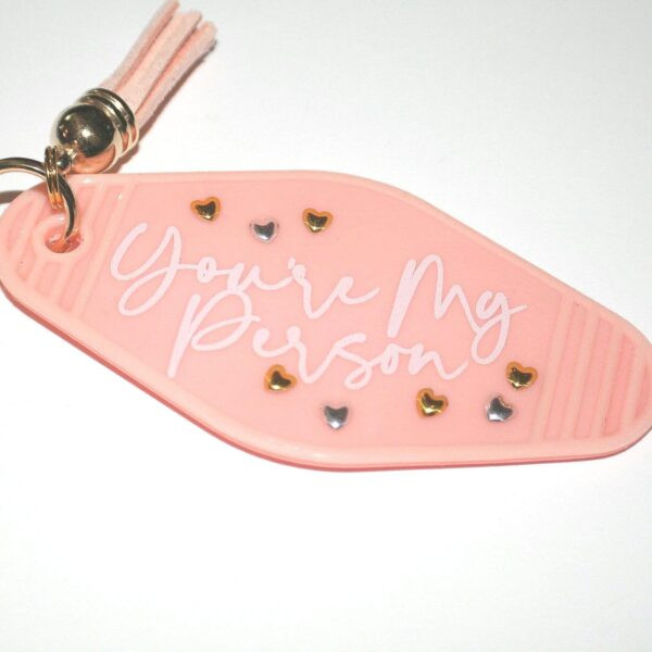 Pale Peach "You're My Person" Keychain with Gold Hearts & Tassel - Gifts for Her - Best Friend Gift - Grey's Anatomy - Image 5