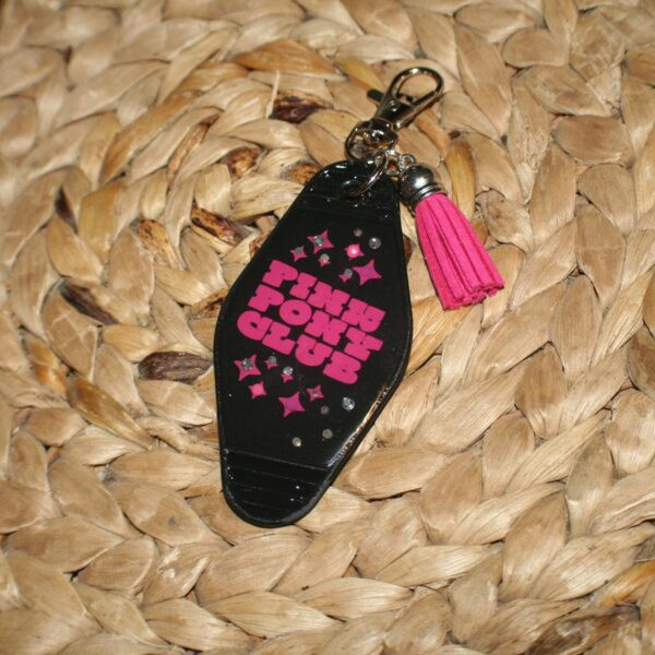 Pink Pony Club Motel Keychain - Black and Pink | Chappell Roan-Inspired Keychain with Crystals - Image 4