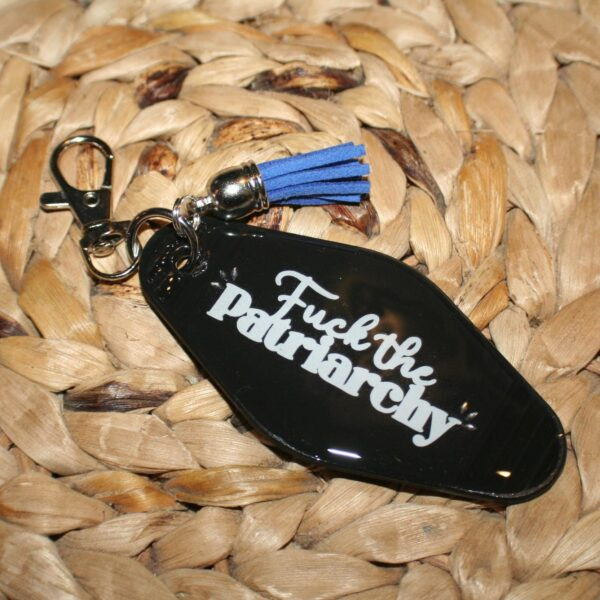 Fuck the Patriarchy Keychain - Motel Keychains  -Your Choice Hot Pink or Black - Gifts For Her - All Too Well - Swifty keychain - Image 3