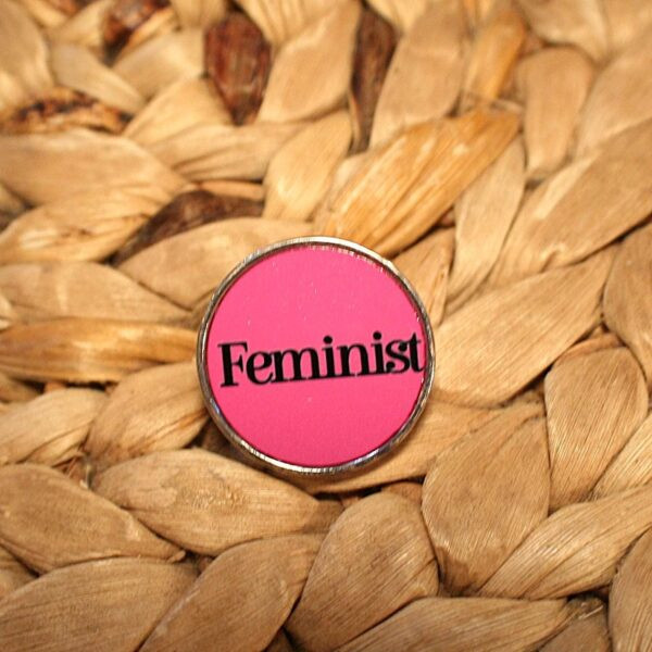 Feminist Stainless Steel Pins - Bold Statement Pins in your choice of Pink or Turquoise - Image 3