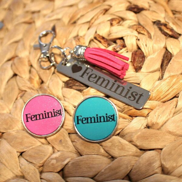 Feminist Stainless Steel Pins - Bold Statement Pins in your choice of Pink or Turquoise - Image 5