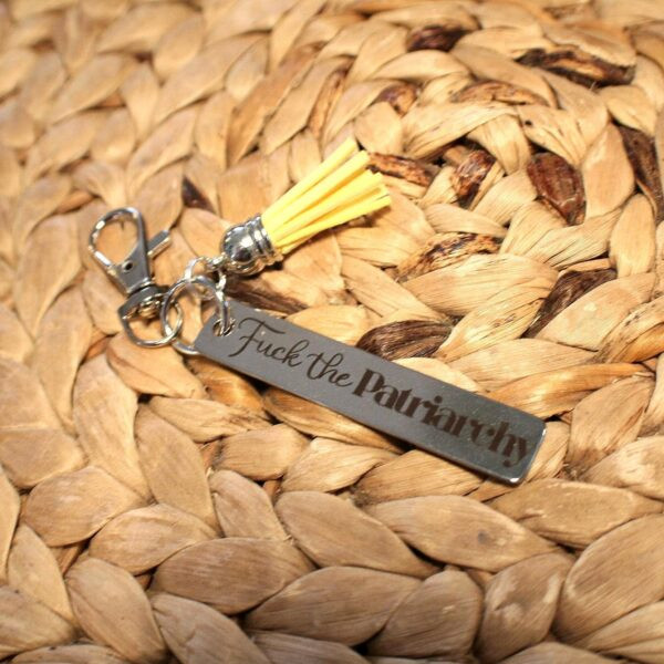 Fuck the Patriarchy Keychain with Tassel – Feminist Stainless Steel Keychain - Stainless Steel Keychain - Feminist Key chain - Image 4