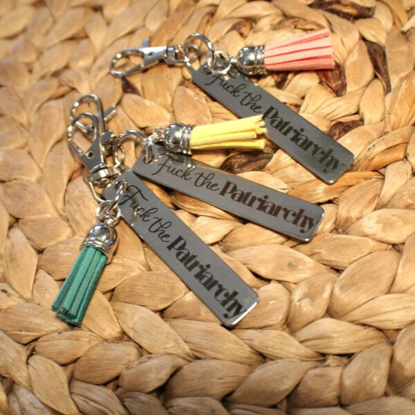 Fuck the Patriarchy Keychain with Tassel – Feminist Stainless Steel Keychain - Stainless Steel Keychain - Feminist Key chain - Image 5