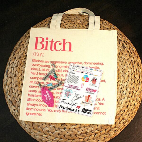 Bitch Manifesto Definition Tote Bag – Hot Pink Print on Natural Canvas Bitch totebag  - Bitch Manifesto bag - Statement Totes - - Image 7