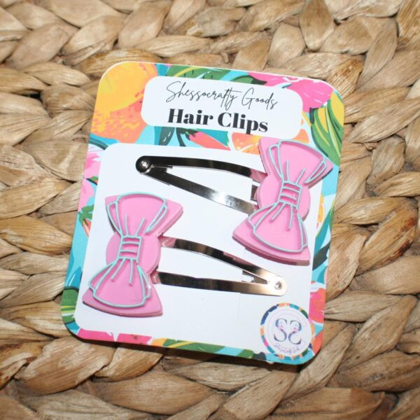 Sassy Pink Cartoon Bow Snap Clips - Valentines day bow clips - Set of 2 - Coquette Bow Clips - Image 4