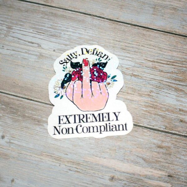 Middle Finger Sticker - Salty Defiant Extremely Non-Compliant Vinyl Sticker Laminated - Feminist Sticker - Protest Sticker -Choose Skin Tone - Image 5