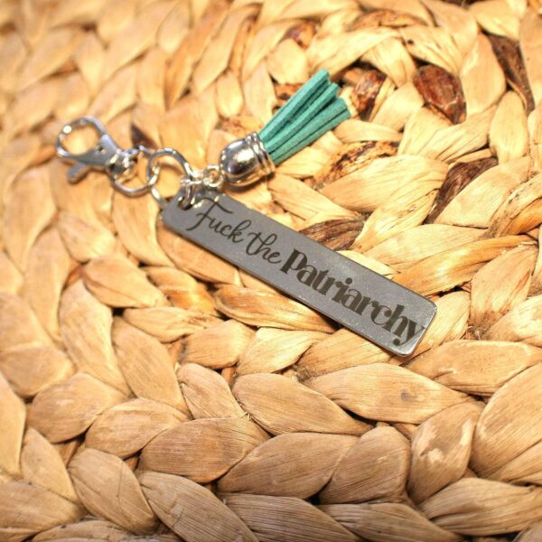 Fuck the Patriarchy Keychain with Tassel – Feminist Stainless Steel Keychain - Stainless Steel Keychain - Feminist Key chain - Image 3