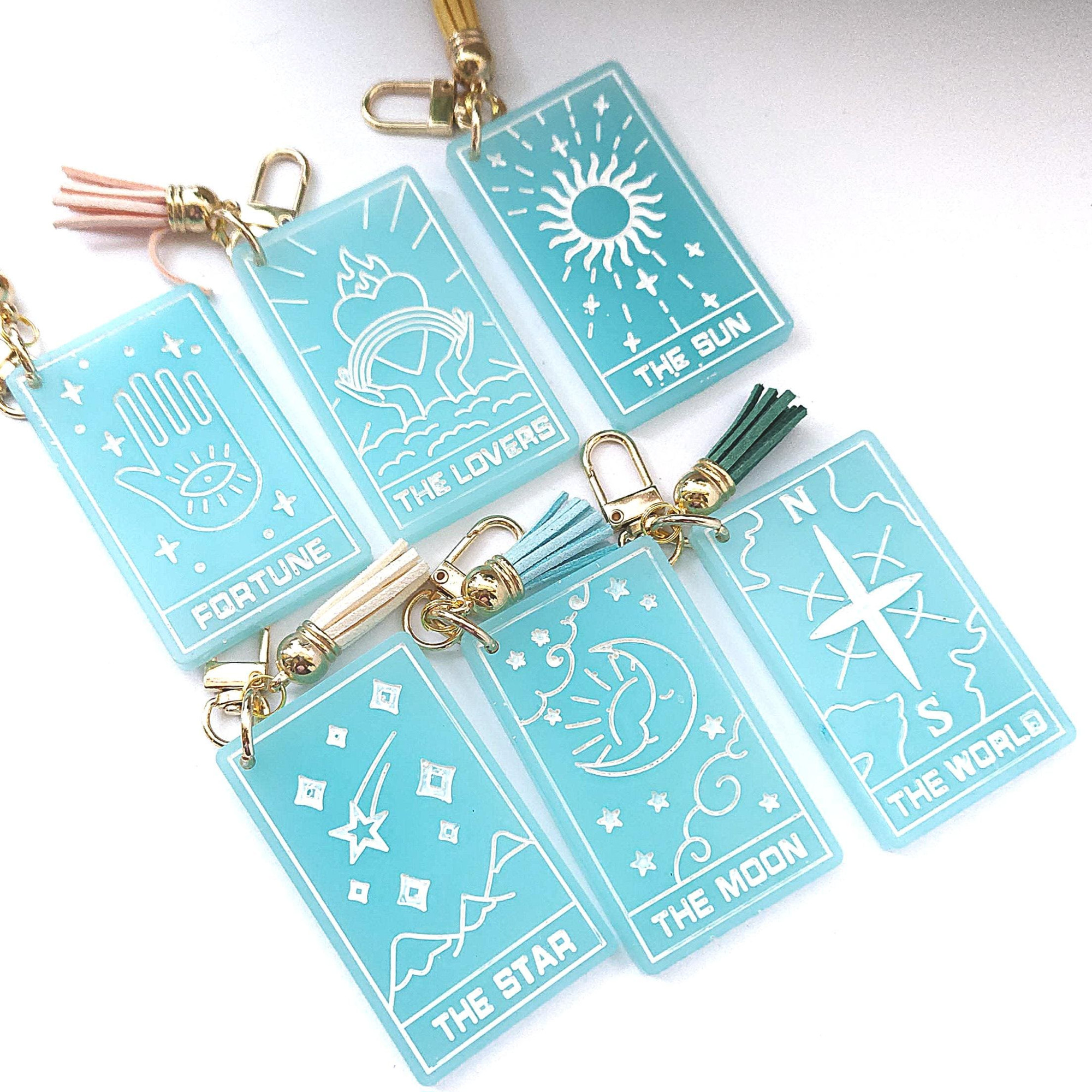 Major Arcana Tarot Card Keychains – 6 Bright & Magical Varieties