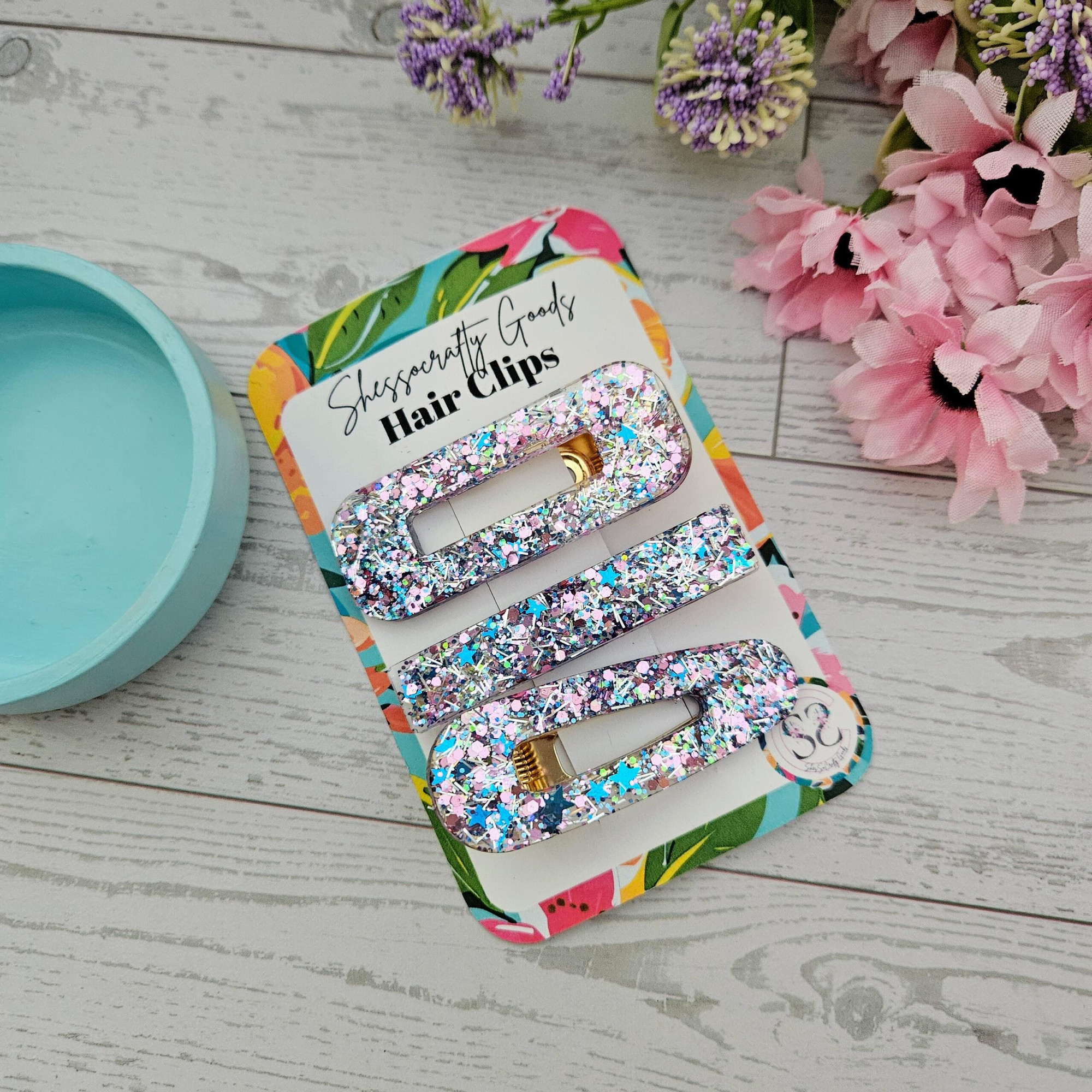 Colorful Retro Disco Confetti Hair Clips – Handmade Resin Barrettes – Fun and Sparkly Hair Accessories for Women & Teens