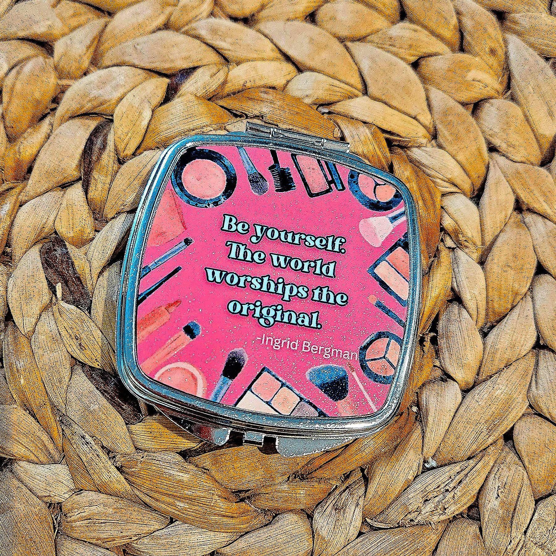 Makeup Mirror - Compact Mirror - Be Yourself, The World Worships the Original - Retro Glamour - Travel Mirror - Purse Mirror Ingrid Bergman
