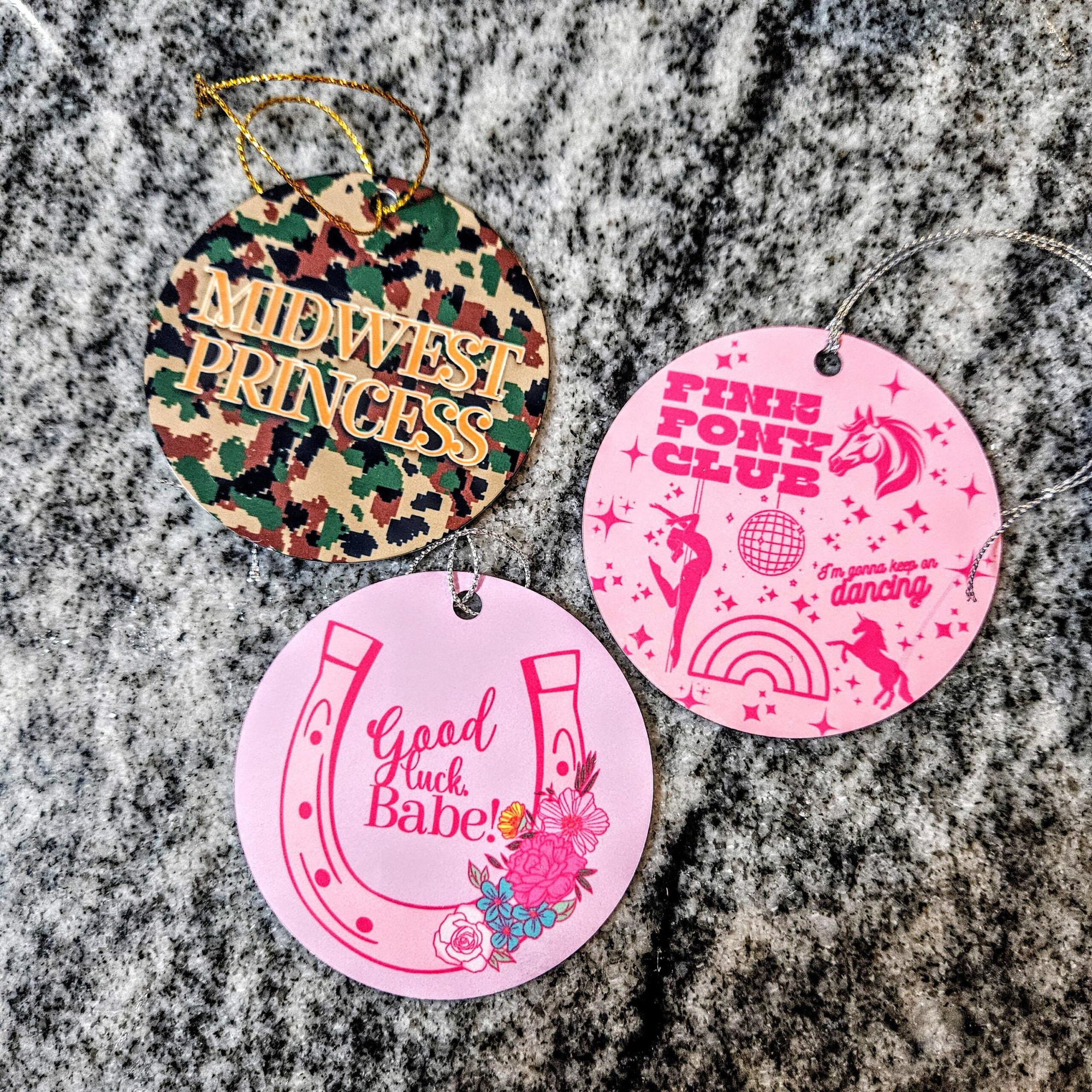 Chappell Inspired Christmas Ornament Set – Pink Pony Club, Midwest Princess, and Good Luck Babe Choose one or full set