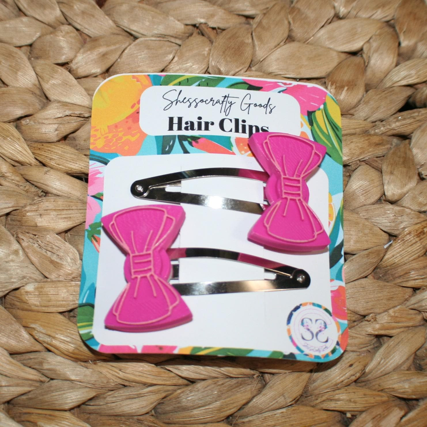 Sassy Hot Pink Cartoon Bow Snap Clips - Valentines day bow clips - Set of 2 - Coquette Bow Clips - Retro Styled