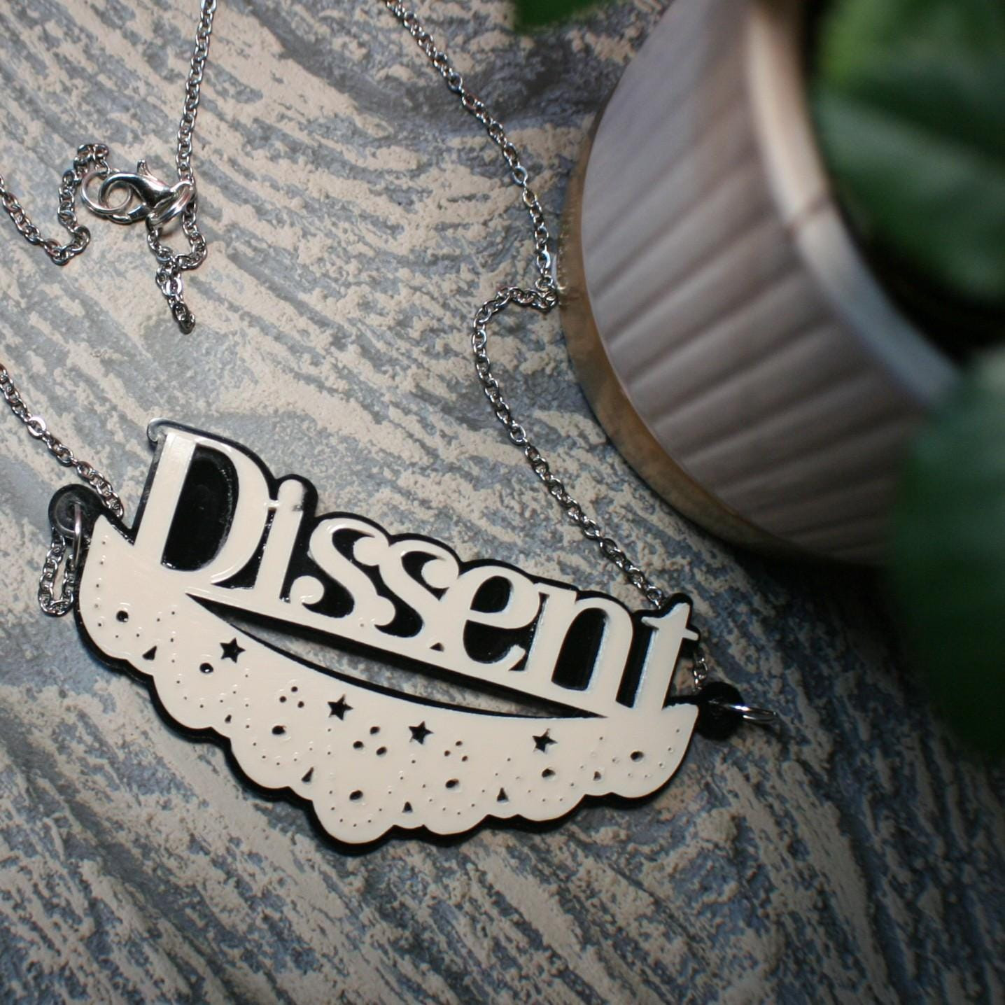 Ruth Bader Ginsburg Inspired Dissent Collar Necklace - RGB Lace Design Feminist Statement Jewelry Nickel & Lead Free Feminist Jewelry