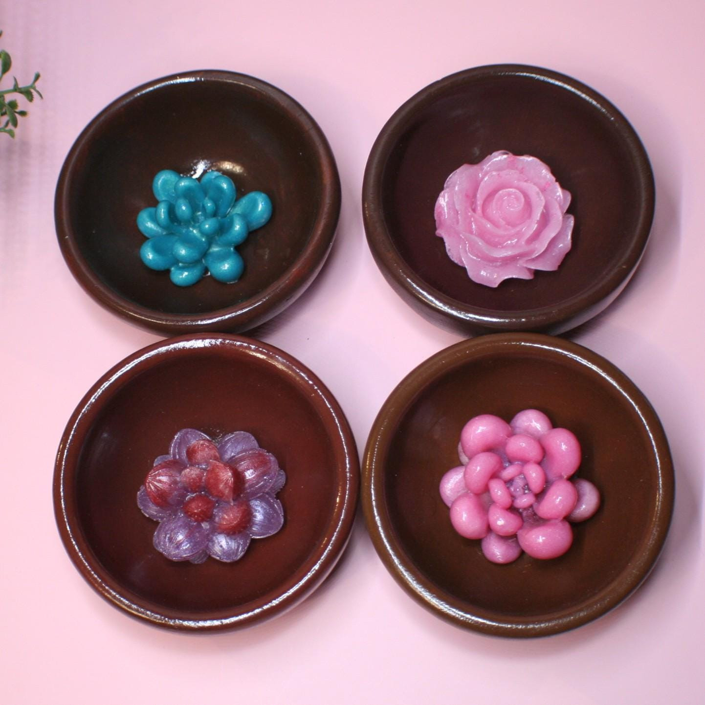 Bamboo Ring Dish - Rich Brown Floral Resin Accent Jewelry Holder