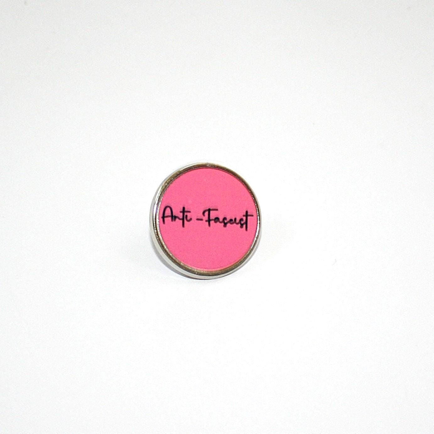 Anti-Fascist Stainless Steel Pin – Pink Round Button | 1 Inch