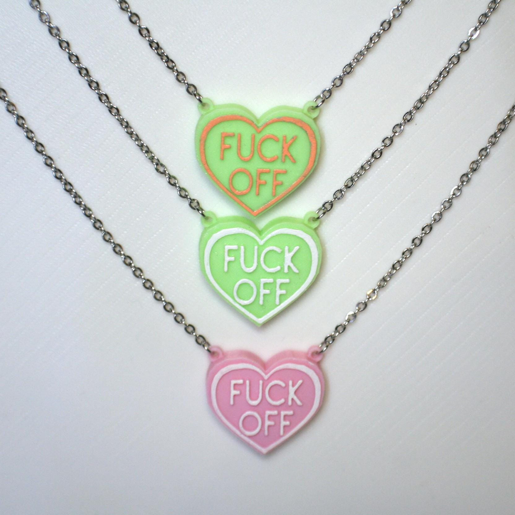 Fuck Off Candy Heart Necklace