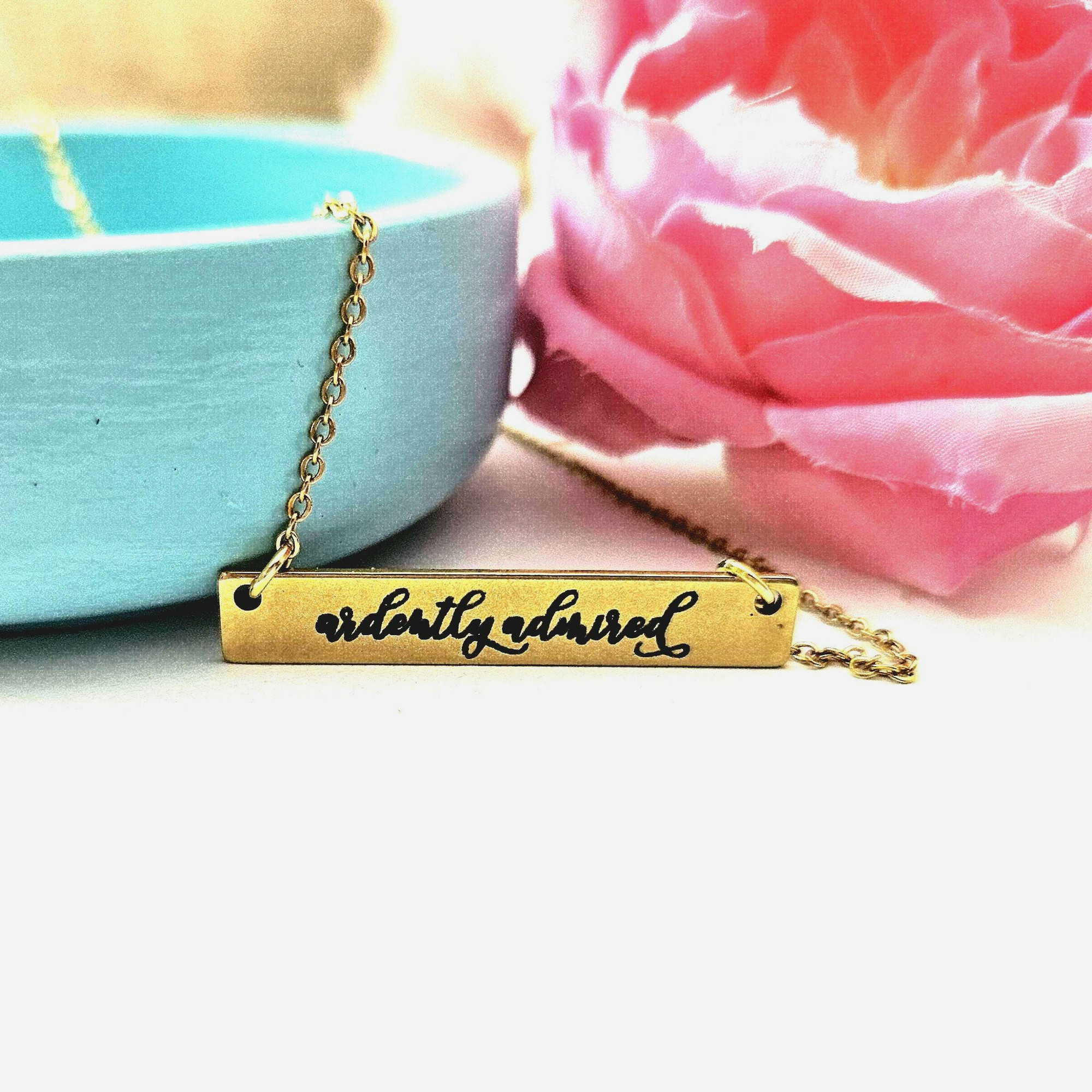Jane Austen Quote Necklace β "How Ardently I Admire and Love You" β Pride and Prejudice Jewelry β Book Lover Gift β Mr. Darcy Necklace