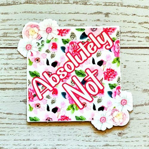 Floral 'Absolutely Not' Vinyl Sticker: Waterproof Feminist Laptop Decal SSCG-27840 ShesSoCrafty Goods