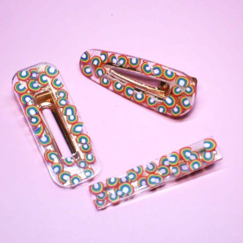 Rainbow Alligator Hair Clips – Barrettes & Clips – Handmade by ShesSoCrafty Goods