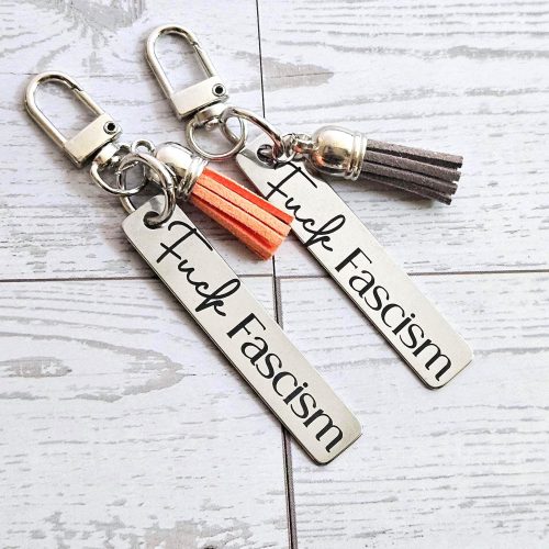 Fuck Fascism Keychain • Stainless Steel Bar • Tarnish-Proof Activist Gift • Anti-Fascist Statement Bag Charm – Keychains – Handmade by ShesSoCrafty Goods