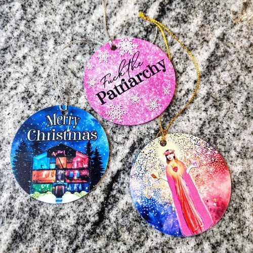 Tay-Inspired Ornament Set – Fuck the Patriarchy, Lover House, and Saint Swift Ornaments – Ornaments – Handmade by ShesSoCrafty Goods