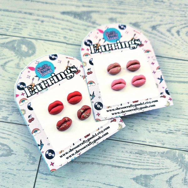 Loud Color. Louder Statements. - ShesSoCrafty Goods Tiny Lip Stud Earrings: Matte &Amp; Glitter Polymer Clay, Hypoallergenic β Jewelry β Handmade By Shessocrafty Goods