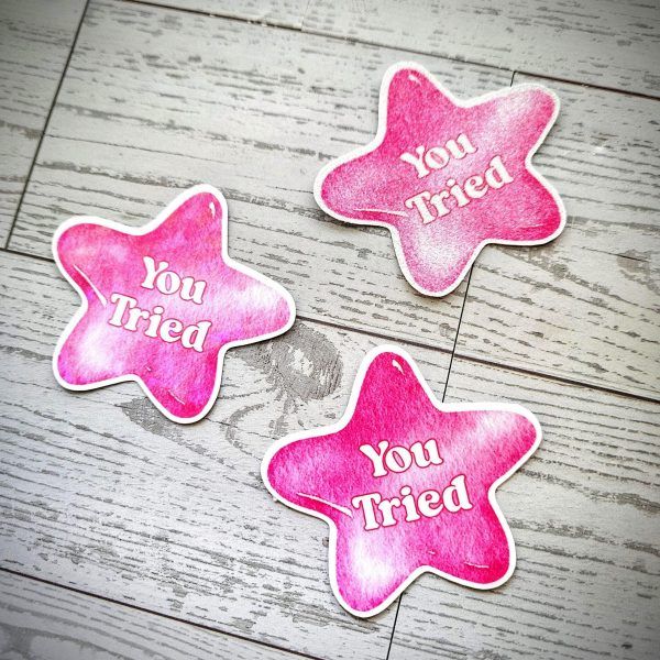 Loud Color. Louder Statements. - ShesSoCrafty Goods You Tried Star Sticker: Holographic, Glitter, Or Matte Finish β Stickers β Handmade By Shessocrafty Goods