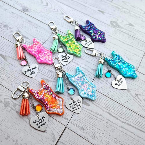 Custom Showgirl Era Bodysuit Keychain:  Pick your color and personalize your engraving – Keychains – Handmade by ShesSoCrafty Goods