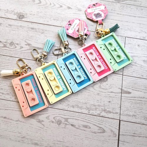 Custom NFC Cassette Keychain • Programmable Mixtape Bag Charm – Keychains – Handmade by ShesSoCrafty Goods
