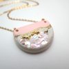 Handmade Concrete Pendant Necklace: Pink Abalone & Rose Gold – Jewelry – Handmade by ShesSoCrafty Goods