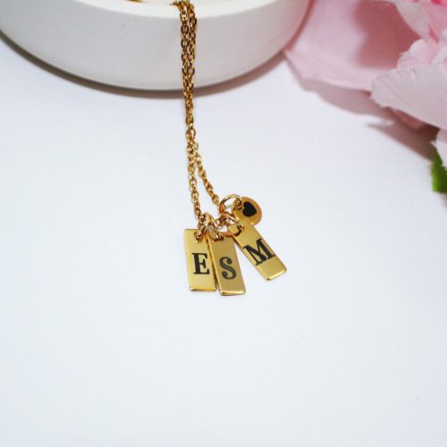 Minimalist Initial Necklace – Custom Heart Accent Pendant | 18K Gold Plated Stainless Steel – Jewelry – Handmade by ShesSoCrafty Goods