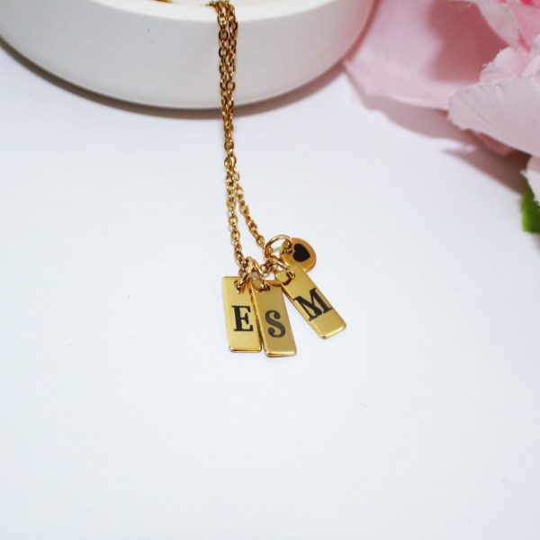 Minimalist Initial Necklace – Custom Heart Accent Pendant | 18K Gold Plated Stainless Steel – Jewelry – Handmade By Shessocrafty Goods