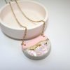 Handmade Concrete Pendant Necklace: Pink Abalone &Amp; Rose Gold – Jewelry – Handmade By Shessocrafty Goods