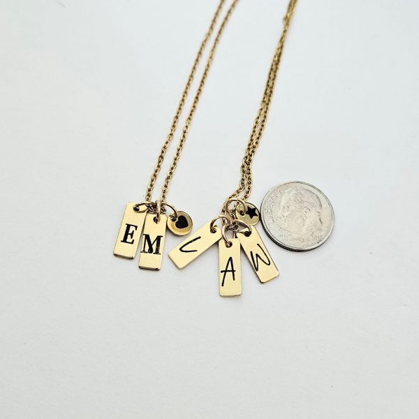 Minimalist Initial Necklace – Custom Heart Accent Pendant | 18K Gold Plated Stainless Steel – Jewelry – Handmade By Shessocrafty Goods
