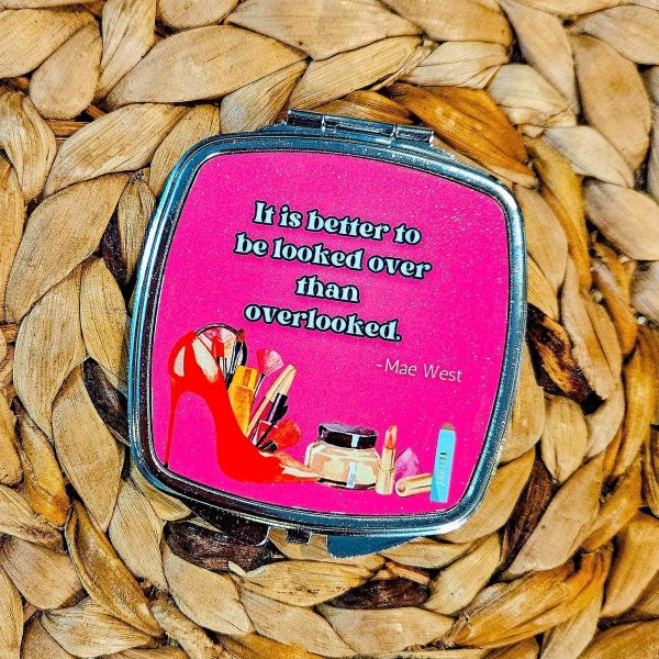 Mae West Compact Mirror, Retro Glamour Quote Pocket Mirror, Vintage Hollywood Bridesmaid Gift – Hand &Amp; Pocket Mirrors – Handmade By Shessocrafty Goods