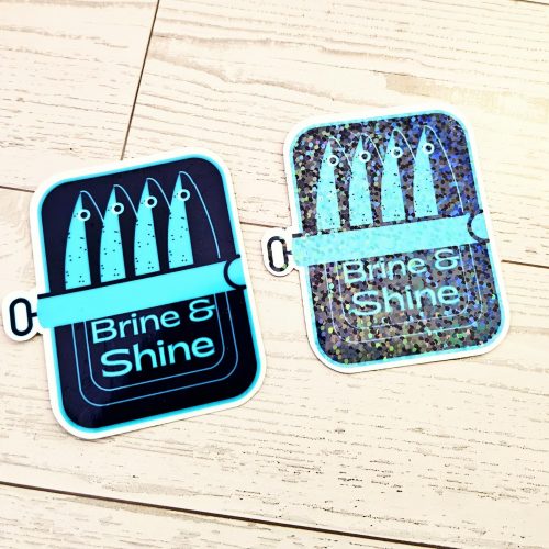 Brine and Shine Sardine Can Sticker – Original Art in Matte or Holographic Finish – Uncategorized – Handmade by ShesSoCrafty Goods