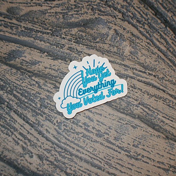 Funny Political Sticker – I Hope You Get Everything You Voted For, Sarcastic Rainbow Vinyl Decal – Say It Louder – Handmade By Shessocrafty Goods