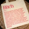 Feminist Bitch Tote Bag, Women'S Rights Activism Canvas Bag, Hot Pink Print – Say It Louder – Handmade By Shessocrafty Goods