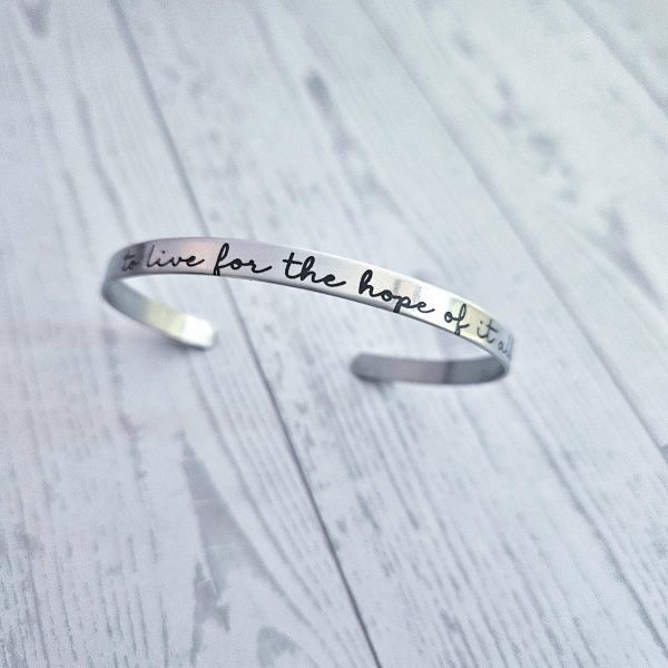 Engraved Stainless Steel Cuff Bracelet | Minimalist Poet Quote Jewelry – Cuff Bracelets – Handmade By Shessocrafty Goods