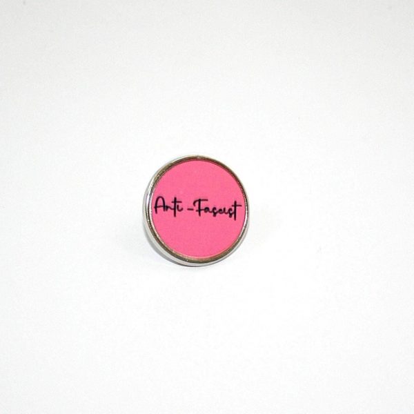 Anti-Fascist Stainless Steel Pin – Pink Round Button | 1 Inch – Pins &Amp; Pin-Back Buttons – Handmade By Shessocrafty Goods