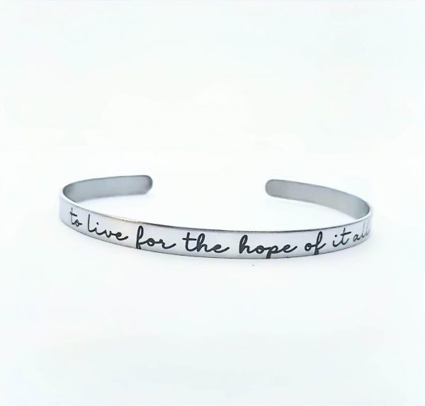 Engraved Stainless Steel Cuff Bracelet | Minimalist Poet Quote Jewelry – Cuff Bracelets – Handmade By Shessocrafty Goods