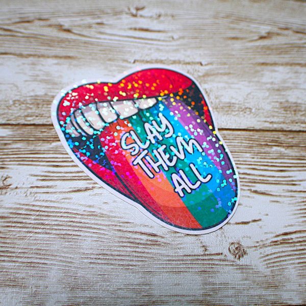 il_fullxfull.7581644098_s0n7 Rainbow Tongue Pride Sticker: Slay Them All Vinyl Decal – Say It Louder – Handmade By Shessocrafty Goods