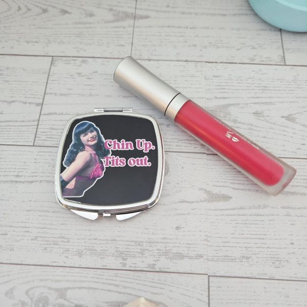 il_fullxfull.7581644742_qdd9-1 Bettie Page Compact Mirror: Retro Pin-Up Makeup Accessory – Hand &Amp; Pocket Mirrors – Handmade By Shessocrafty Goods