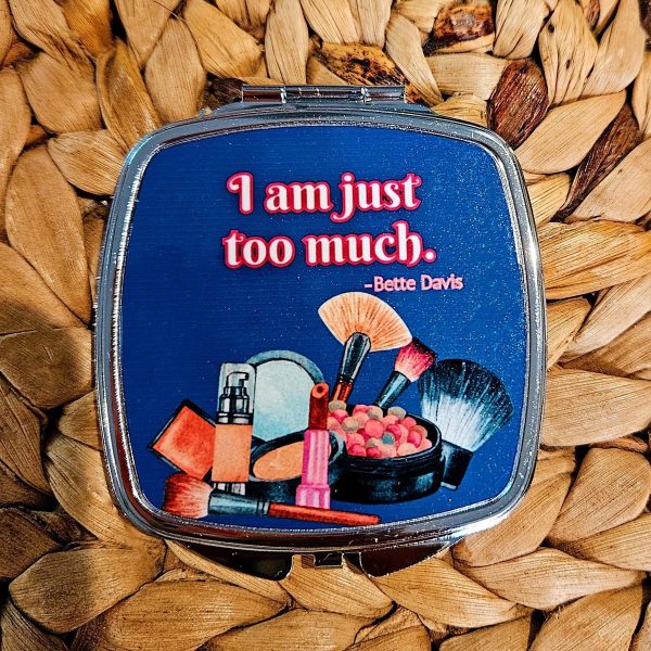 Retro Glamour Compact Mirror - Makeup Mirror Bette Davis &Quot; I Am Just Too Much&Quot; – Hand &Amp; Pocket Mirrors – Handmade By Shessocrafty Goods