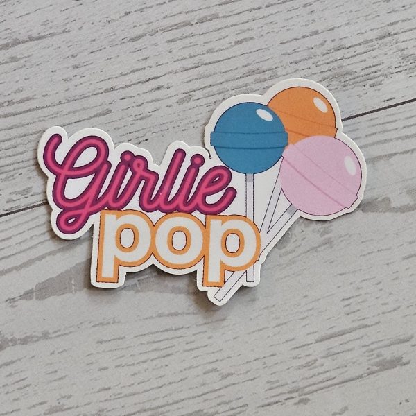 Girlie Pop Lollipop Sticker: Holographic, Glitter, Or Matte – Stickers – Handmade By Shessocrafty Goods