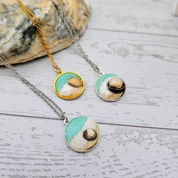Handmade Seashell Pendant Necklace – Ocean Resin Coastal Jewelry – Beach Gift For Her – Jewelry – Handmade By Shessocrafty Goods
